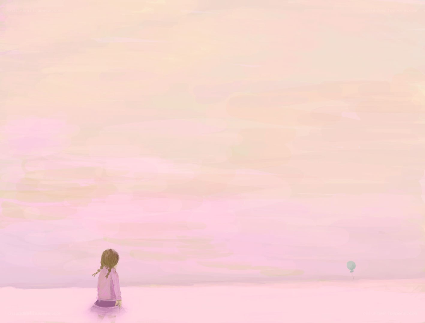 Child with balloon at sunset