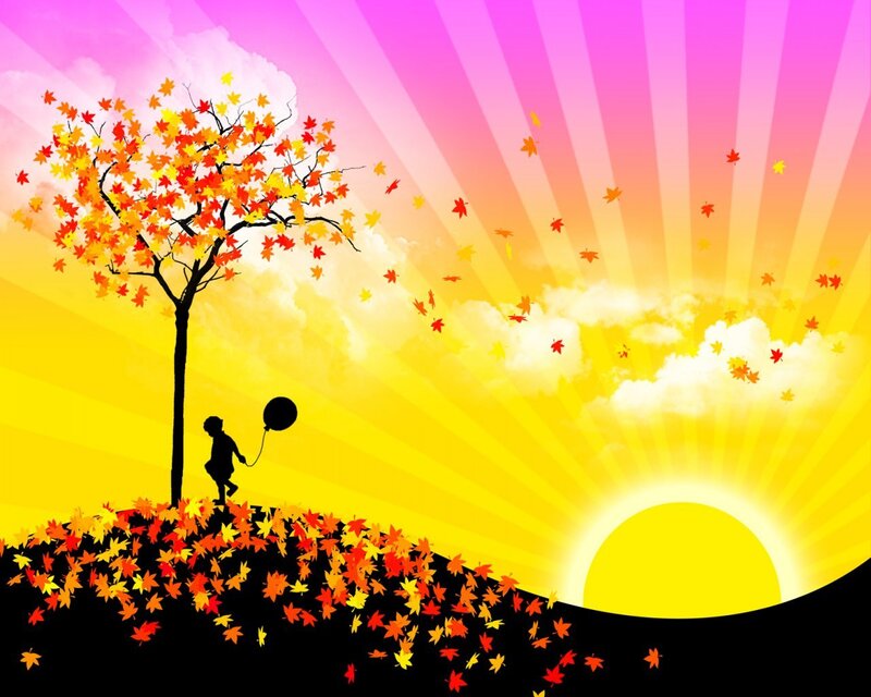 Child with balloon in autumn
