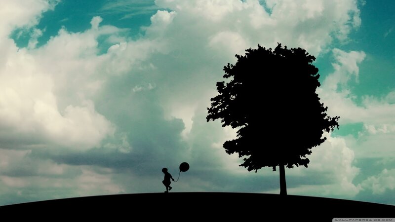 Child with Balloon — Teal