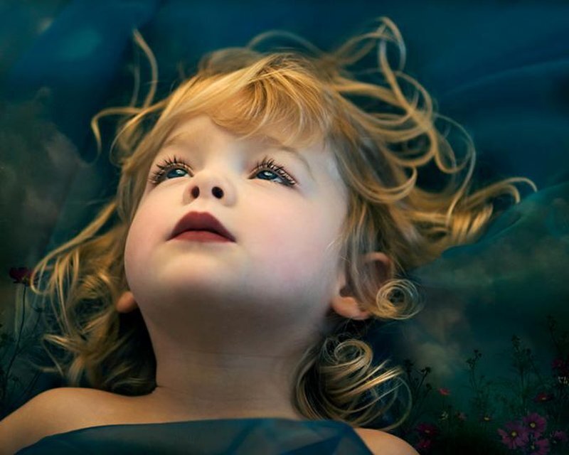 Child with Blonde Hair — Blue
