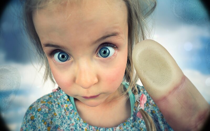Child with Blue Eyes — Curious, Photograph