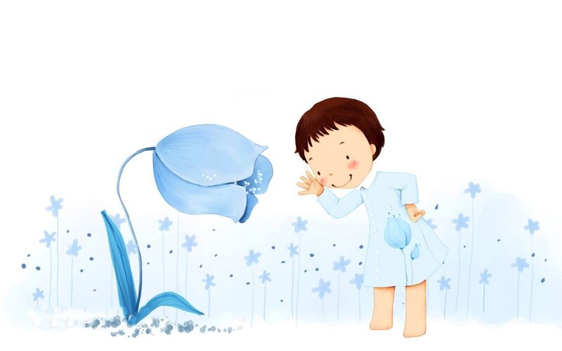 Child with Blue Flower