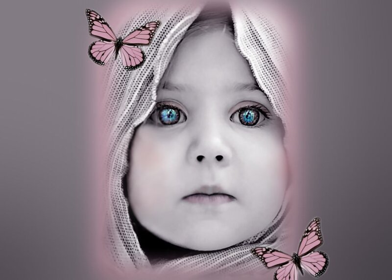 Child with Butterfly — Gray