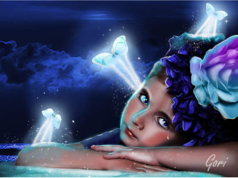 Child with Butterfly Wings — Blue