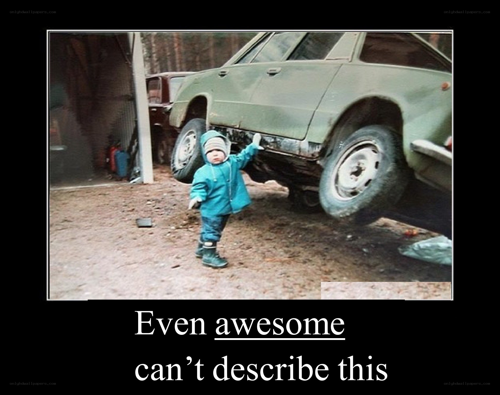 child with car lift