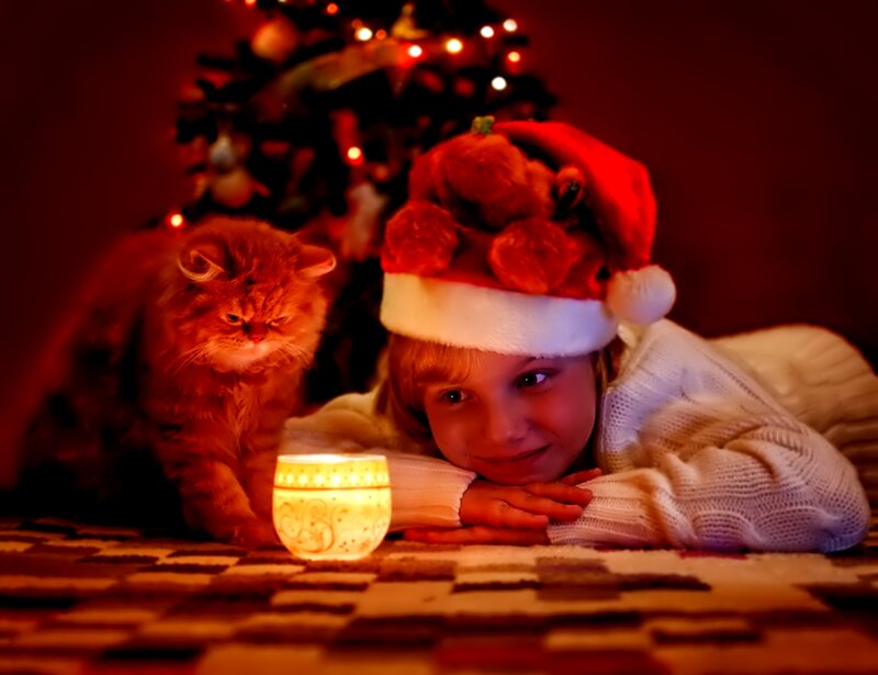 Child with Cat and Candle