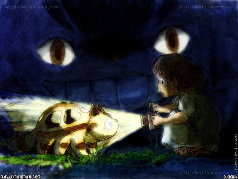 child with cat and giant creature