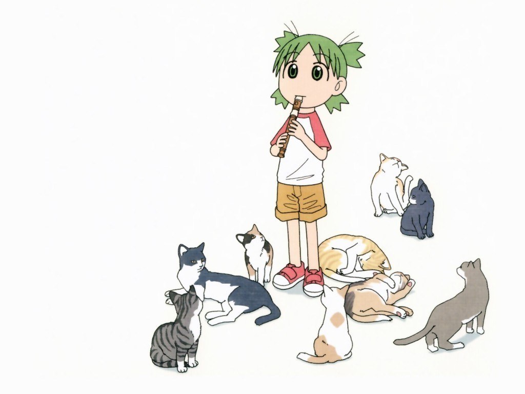 child with cats and flute