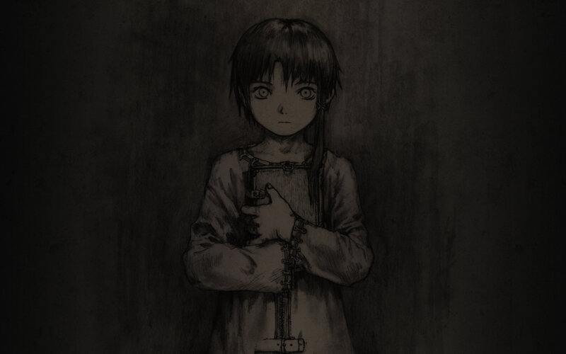 child with chains in dark room