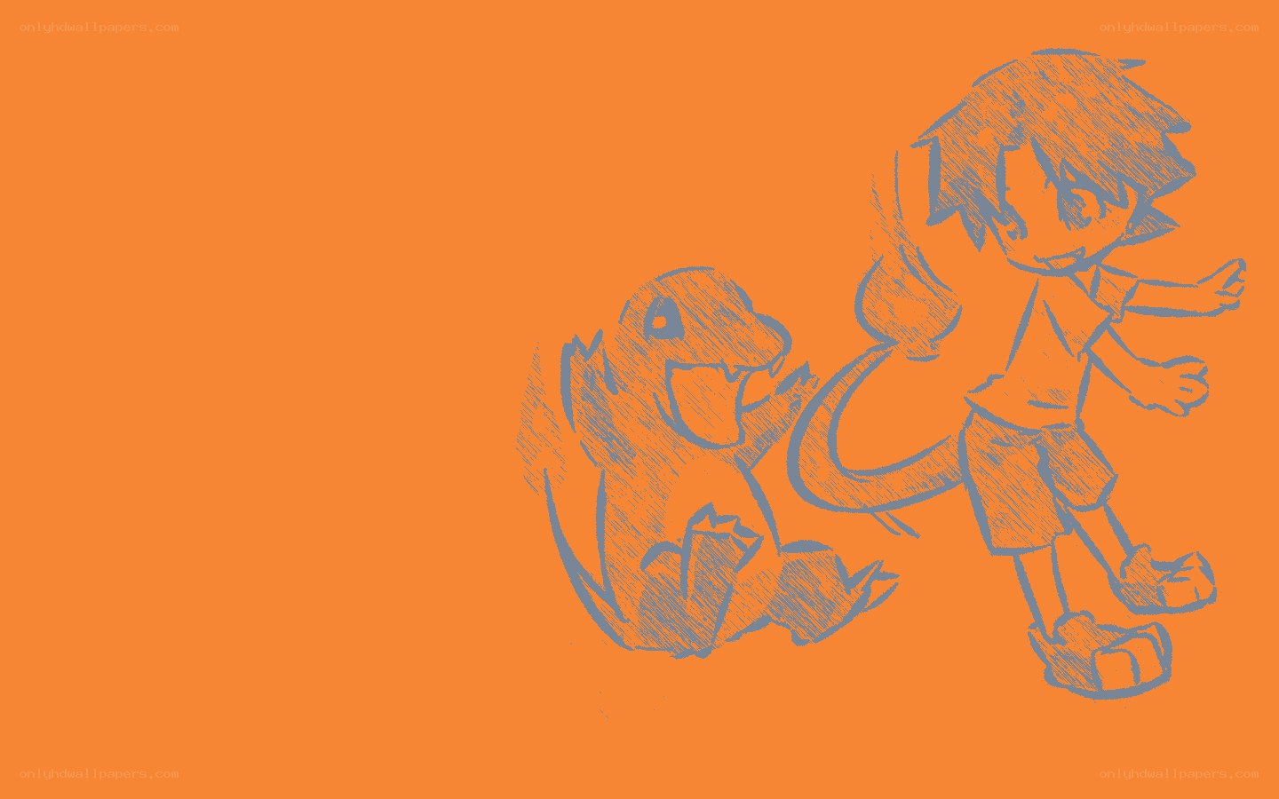 child with charmander sketch