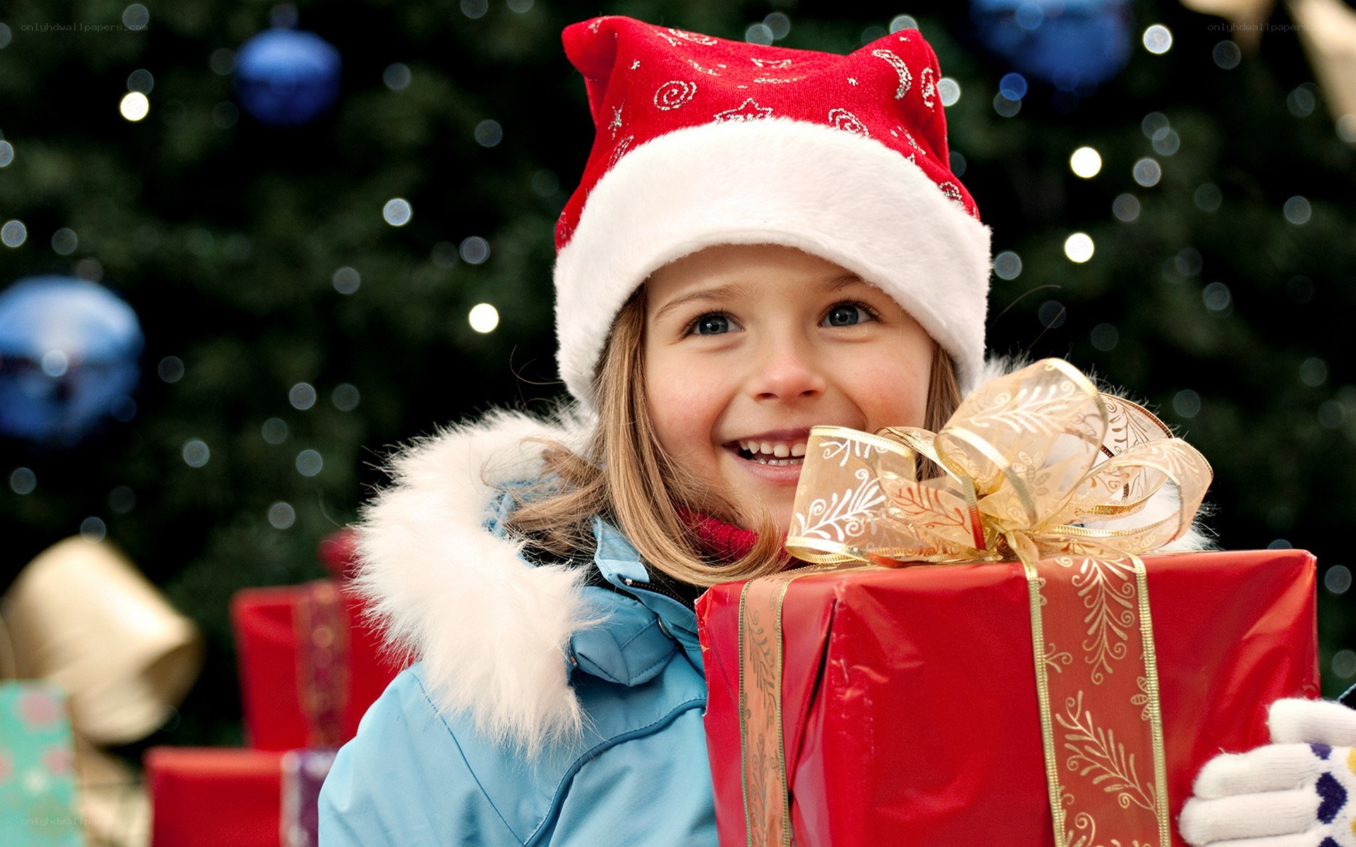 child with christmas gift