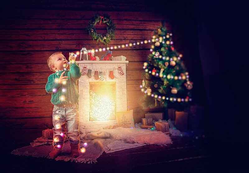 Child with Christmas Lights