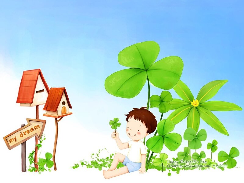 Child with clover and dream sign