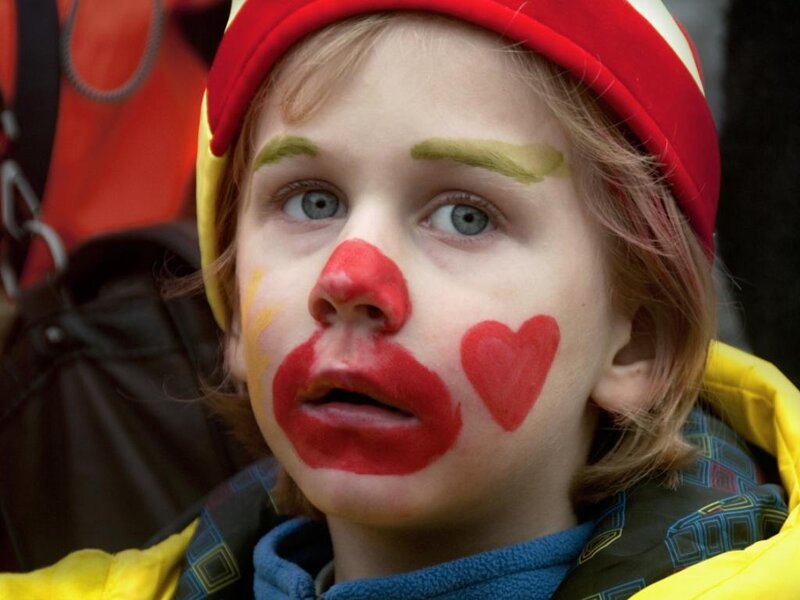 Child with Clown Makeup — Red
