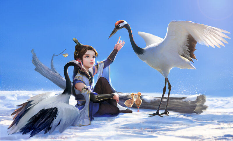 Child with Cranes