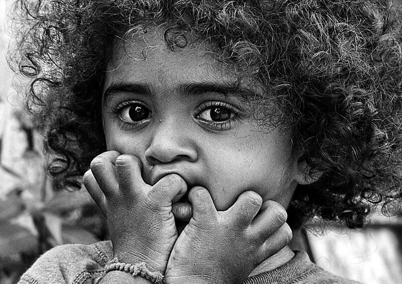 Child with Curly Hair — Black