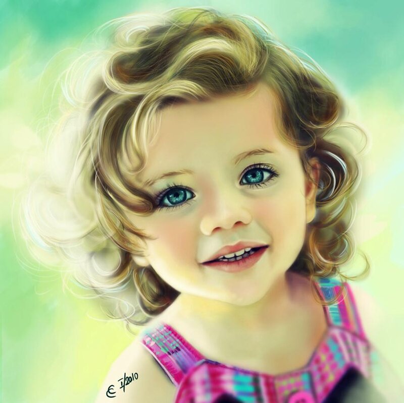 Child with Curly Hair — Green