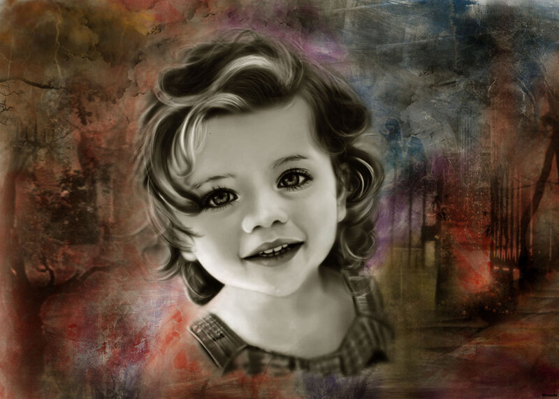 Child with Curly Hair — Red