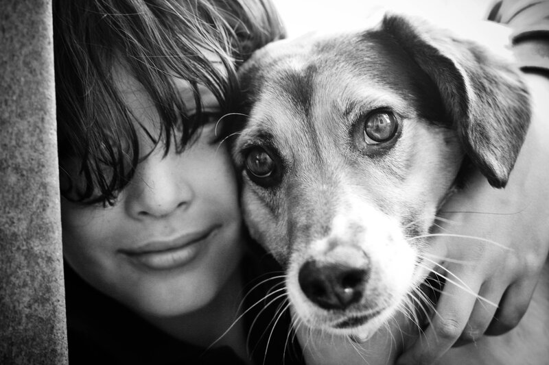 Child with Dog — Black