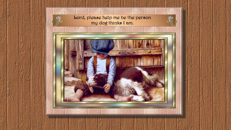 Child with Dog — Brown, Peaceful