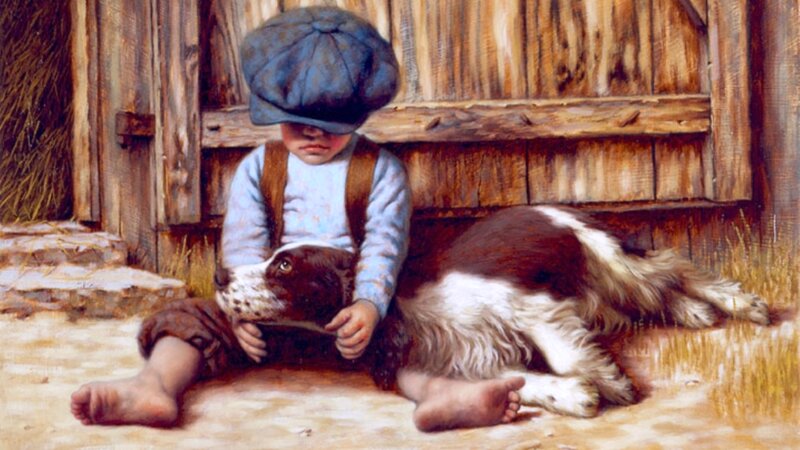 Child with Dog — Brown