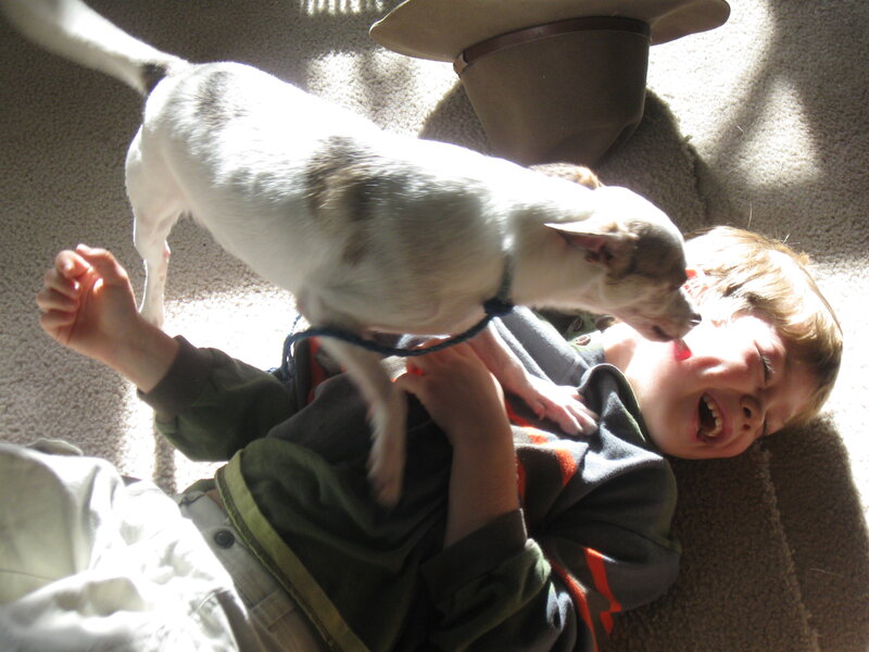 Child with Dog on Chest