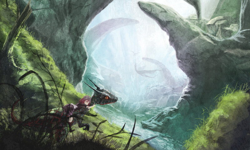 Child with Dragon — Green, Mysterious