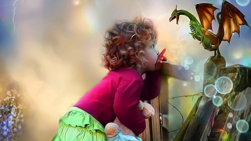 Child with Dragon — Green