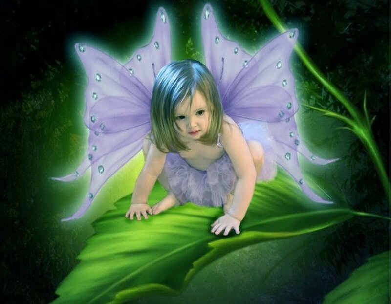 Child with Fairy Wings — Green