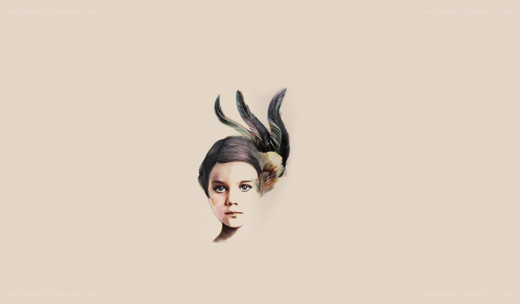 child with feather headpiece