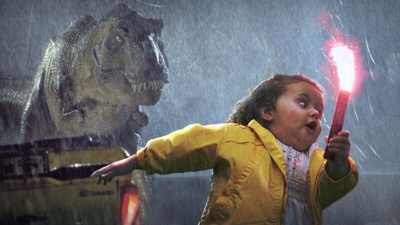 Child with Flare and Dinosaur