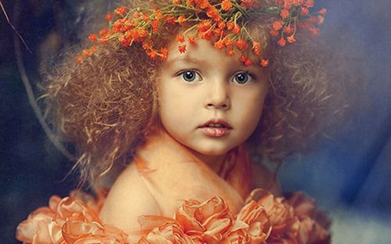 Child with Flower Crown — Orange, Serene