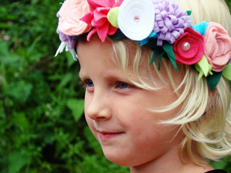 Child with Flower Crown — Pink, Serene, Afternoon