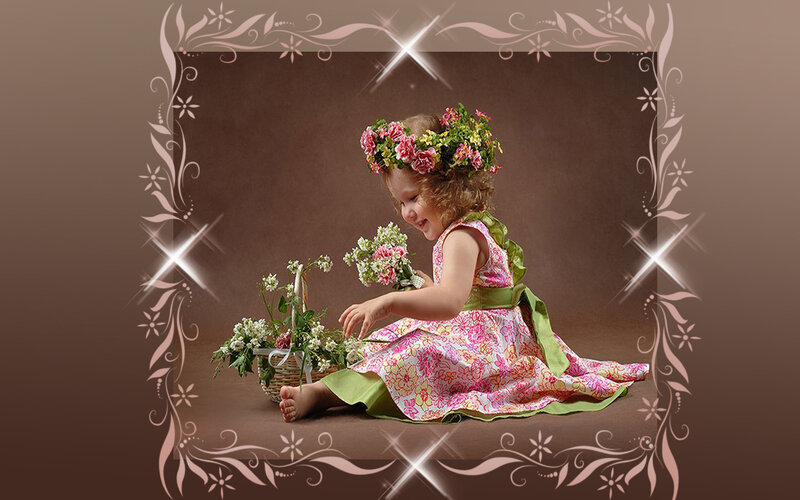 Child with Flower Crown — Pink, Serene