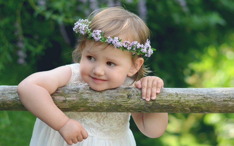 Child with Flower Crown — White, Serene, Afternoon