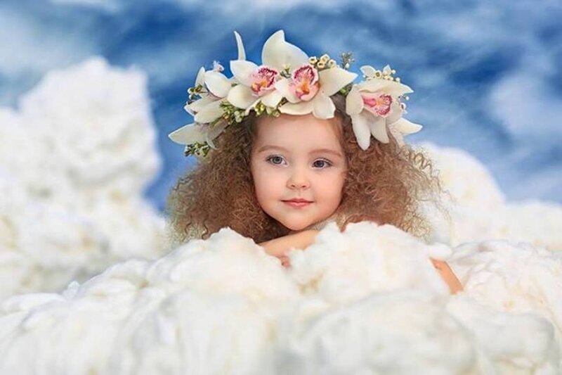 Child with Flower Crown — White, Serene