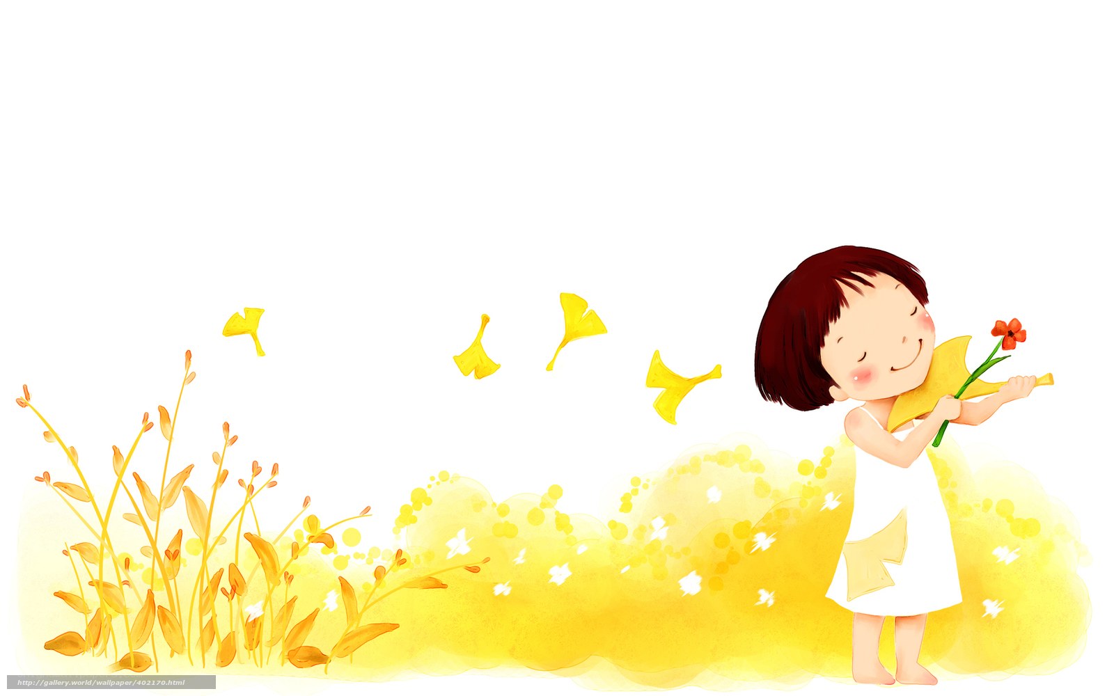 child with flower in autumn