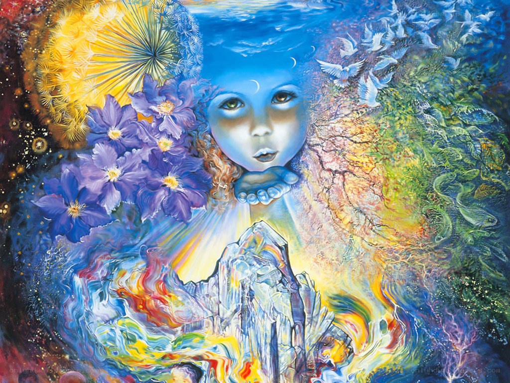 Child with flowers and crystal