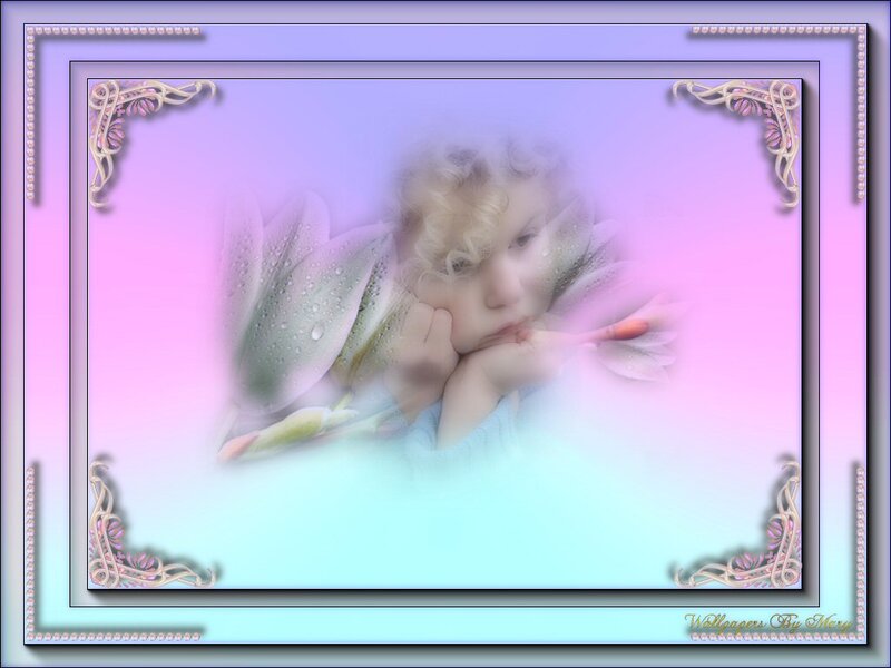 Child with Flowers — Pink, Dreamy