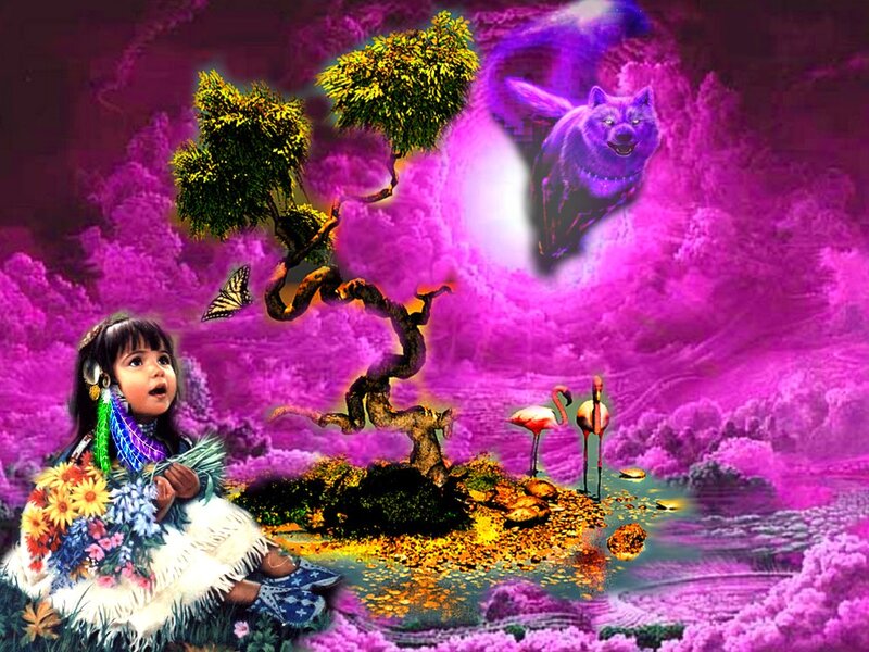 Child with Flowers — Purple
