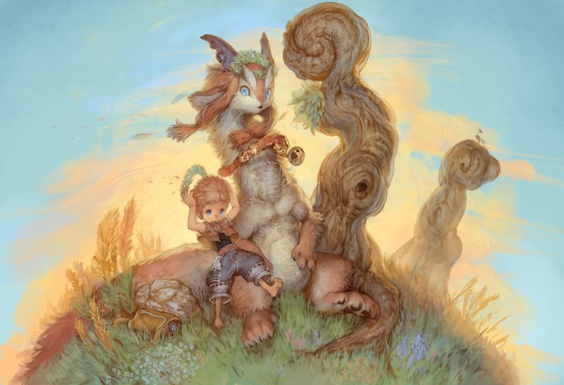 child with forest creatures