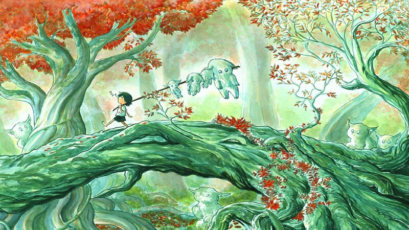 child with forest spirits
