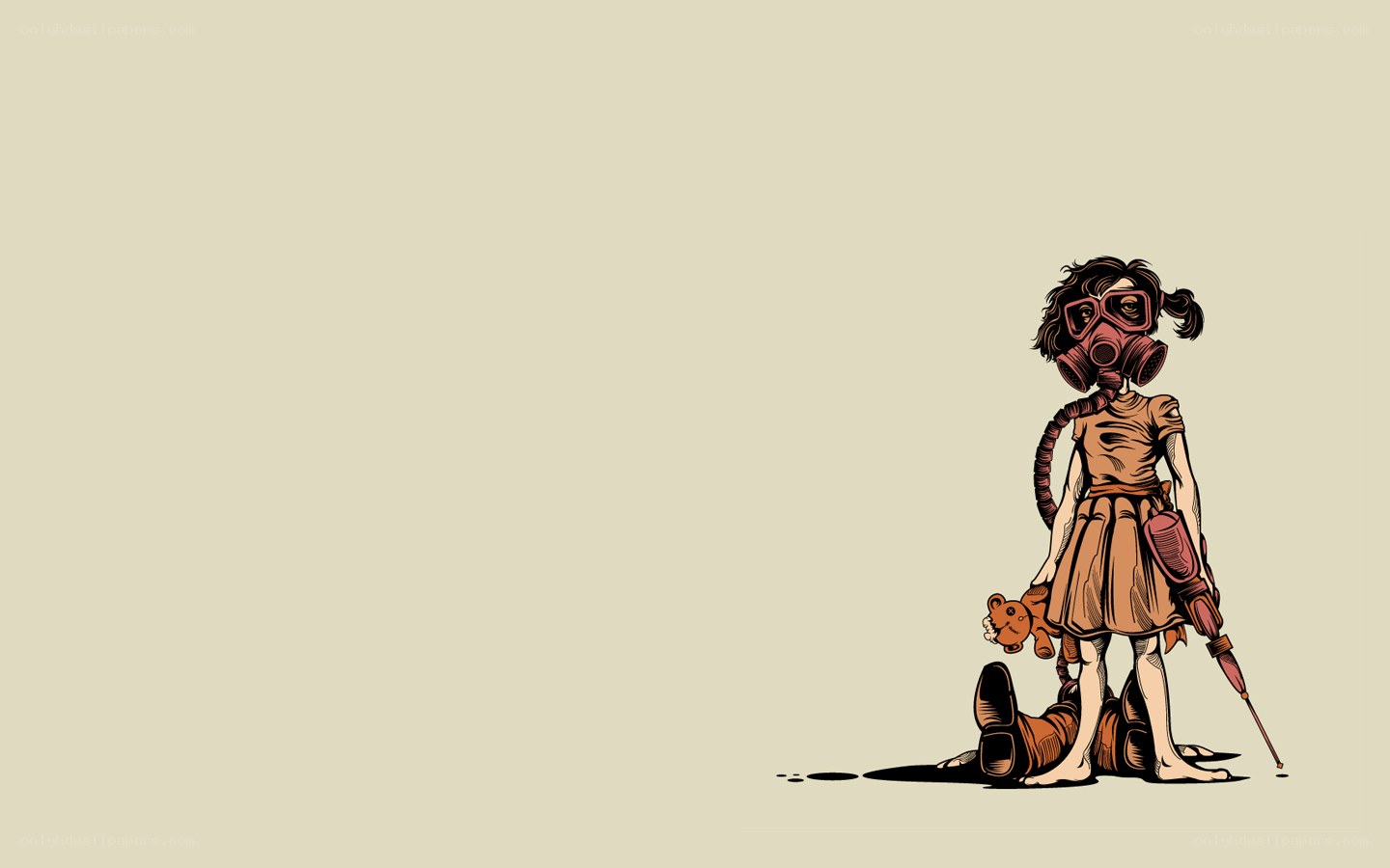 child with gas mask