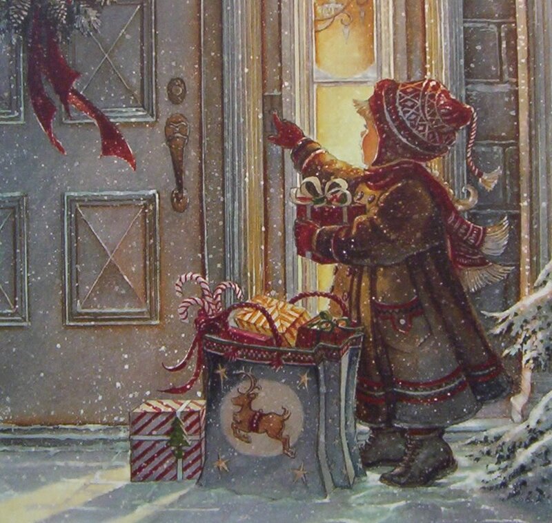 Child with Gifts in Snow
