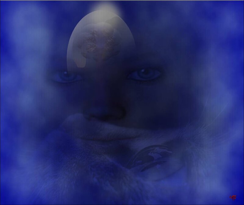 Child with Glowing Eyes — Blue