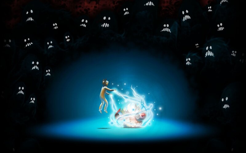 Child with Glowing Orb — Blue