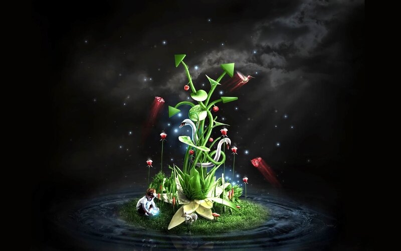 Child with Glowing Orb — Green, Fantastical