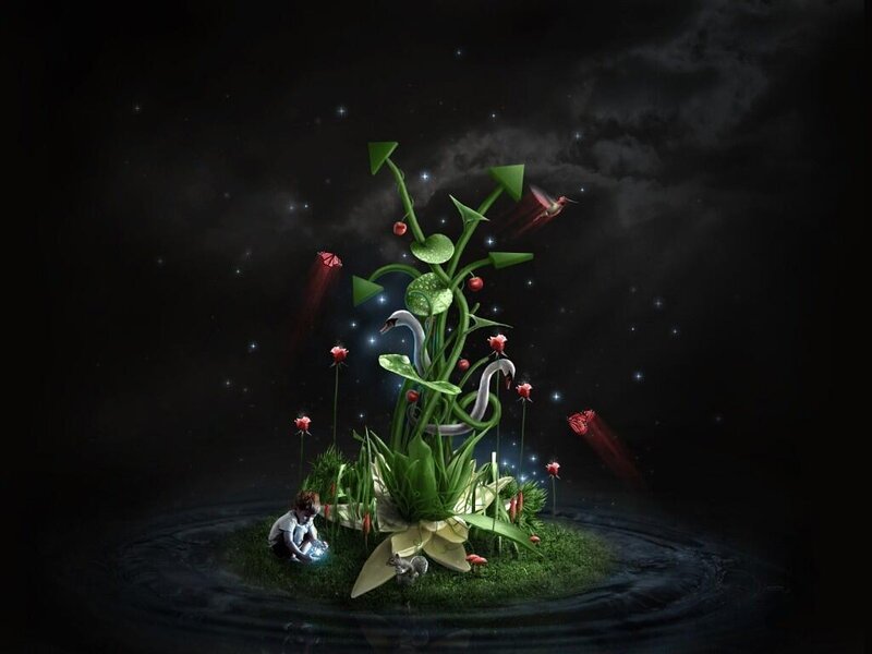 Child with Glowing Orb — Green
