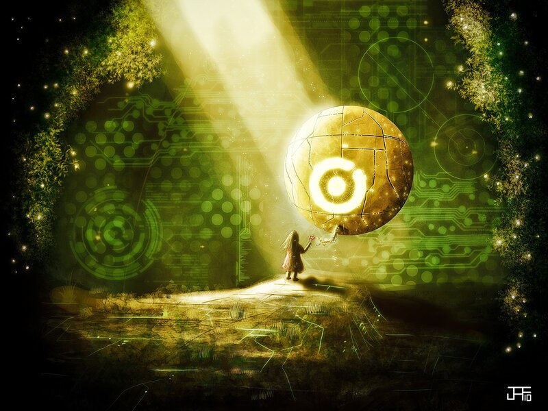 child with glowing orb