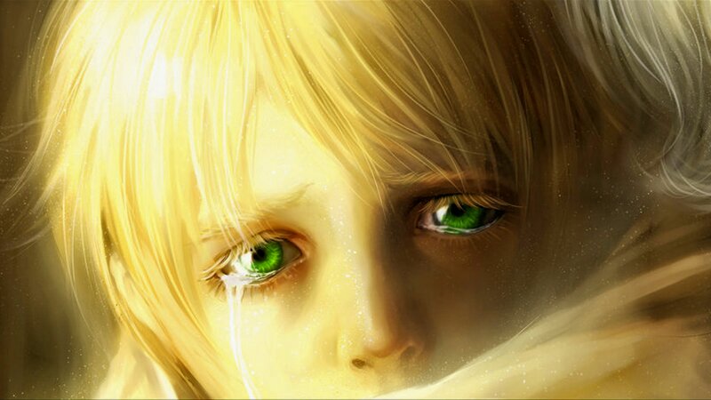 Child with Green Eyes — Yellow, Dramatic